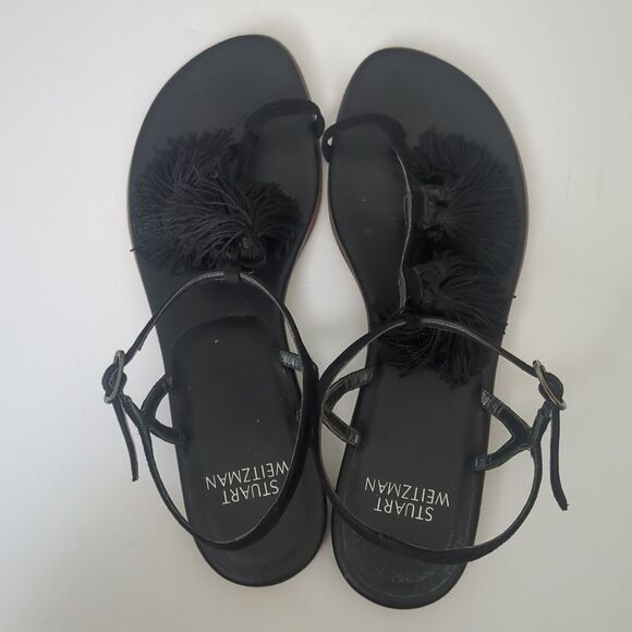 Stuart Weitzman leather tassel ankle strap sandal - Picture 10 of 10